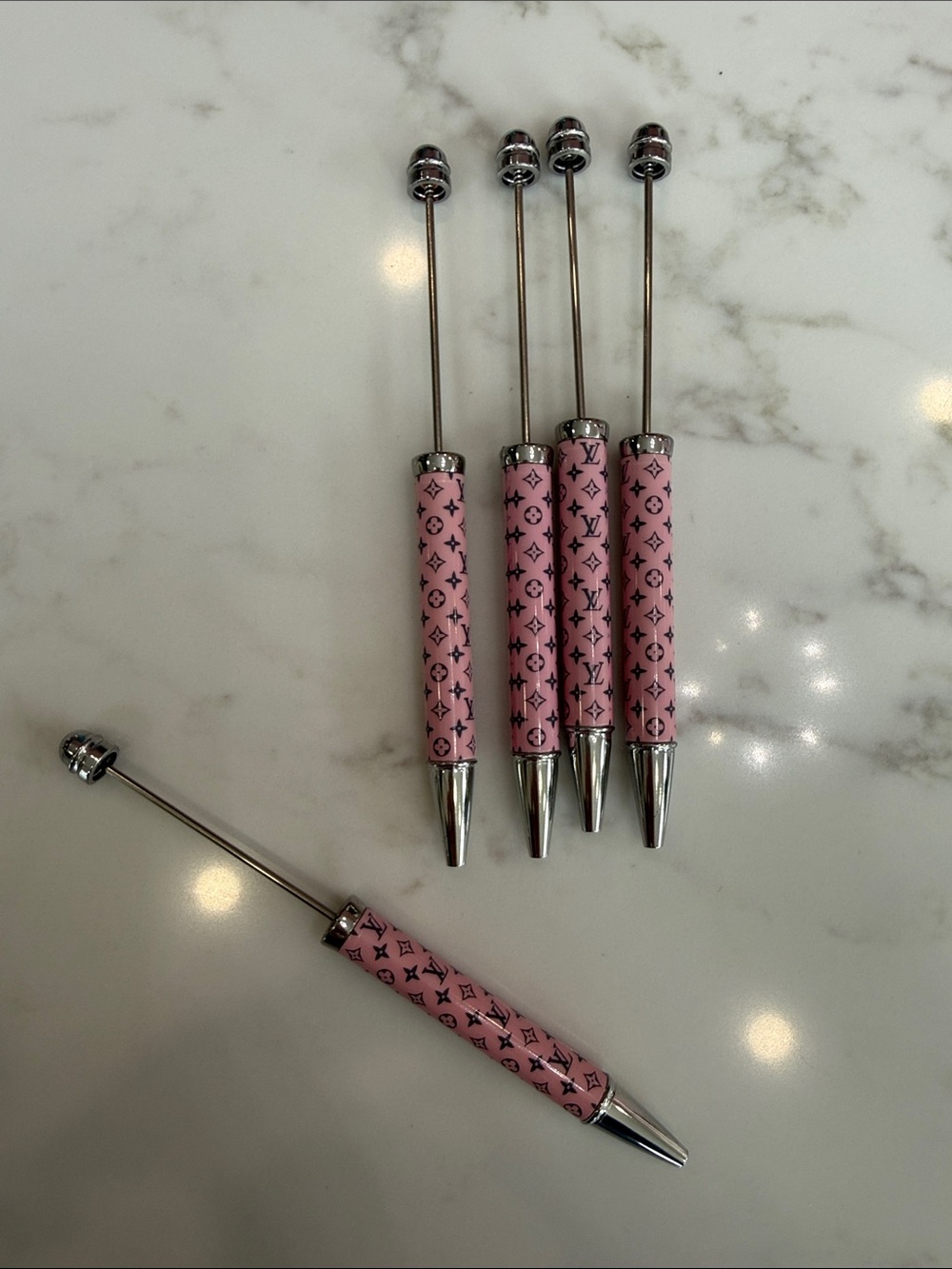 Hand Crafted Pink And Silver Writing Pens!